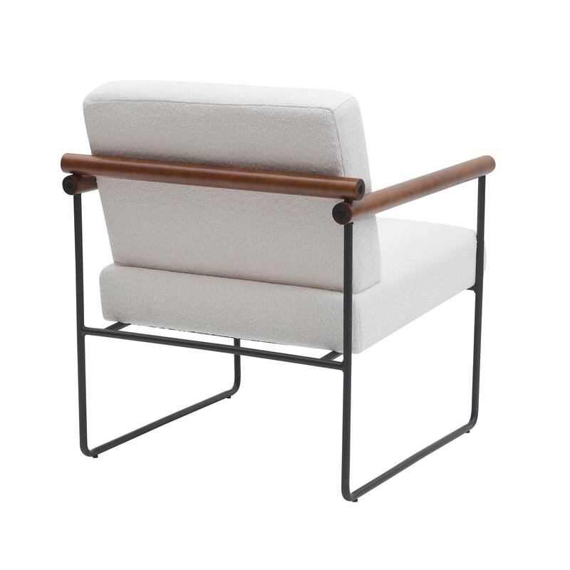 Modern Boucle Accent Armchair - Comfortable Upholstered Lounge Chair with Curved Armrests, Stylish Minimalist Chair