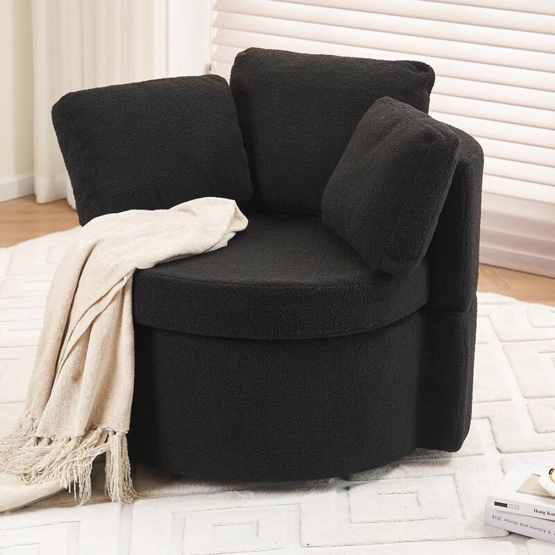 360° Swivel Chair with Storage and Throw Pillows