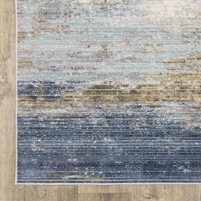 Calliope Textural Distressed Ombre Blue/ Beige Area Rug