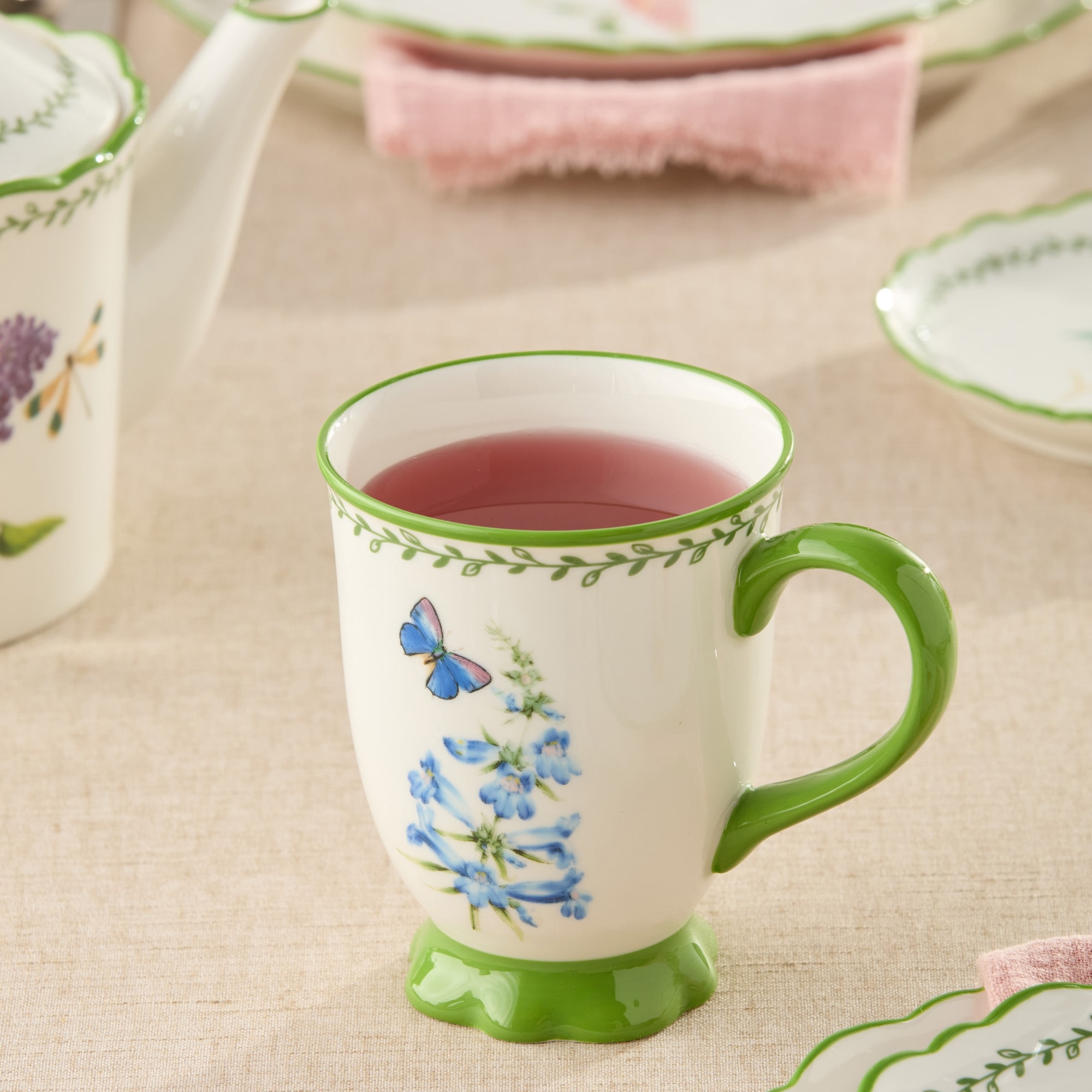 Certified International Mirabella 16 oz. Footed Mugs, Set of 4 Assorted  Designs