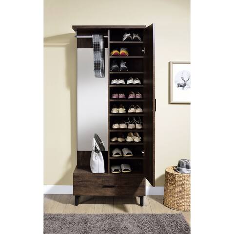 Tsula Hall Tree, Rustic Walnut Shoe cabinet