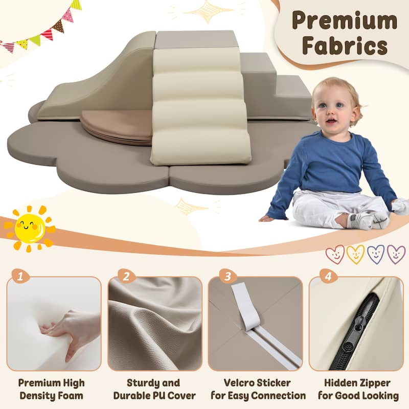 6PS Soft Foam Climber Play Set - Baby Crawling & Climbing Blocks, Activity Toys for Child Development, Non-Slip Foam Structure