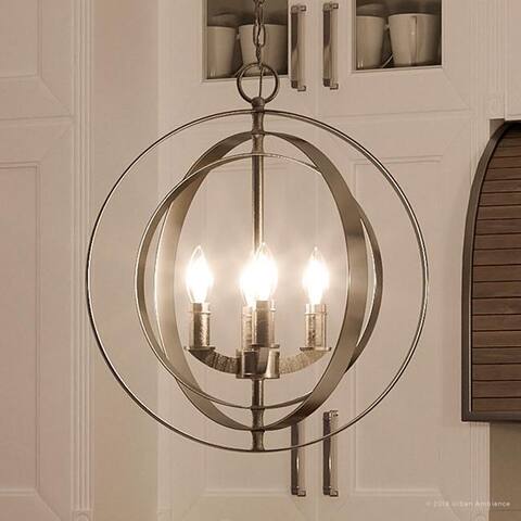 Luxury Industrial Chic Pendant Light, 18.375"H x 16"W, with Modern Farmhouse Style, Brushed Nickel Finish by Urban Ambiance