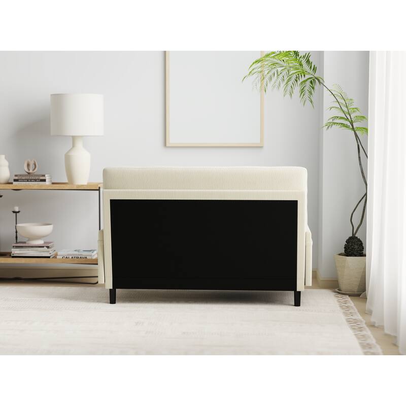 Roomfitters, Corduroy 2-Seater Sofa Sleeper, Convertible Loveseat with Recline Function and Armrests, Modern Small Sofa Bed