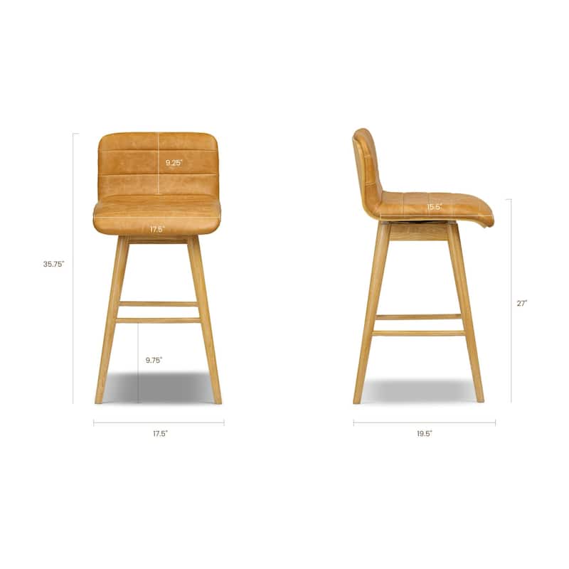 Poly & Bark Bassano Genuine Leather Swivel Counter Stool