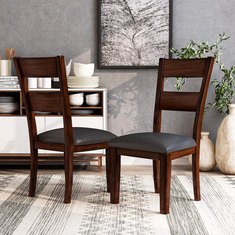 Paur Farmhouse Brown Wood Dining Chairs (Set of 2) by Furniture of America