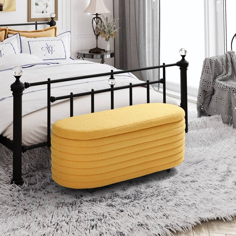Bayville Sherpa Polyester Flip Top Storage Ottoman - 42"