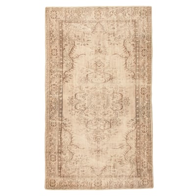 ECARPETGALLERY Hand-knotted Antalya Vintage Tan Wool Rug - 5'2 x 8'11