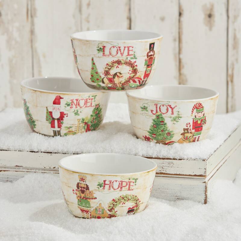 Certifed International Nutcracker Parade Set of 4 Ice Cream/Dessert Bowls 5.25" x 3" 4 Assorted Designs - 5.25 L x 5.25 W x 3 H