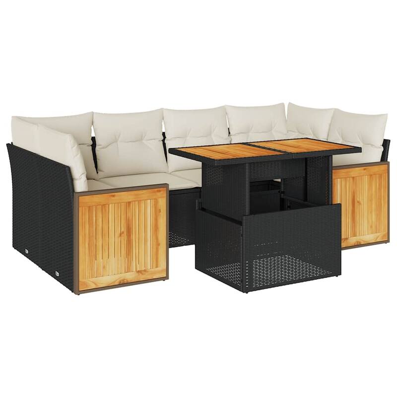 vidaXL Patio Sofa Set with Cushions Outdoor Furniture 7 Piece Poly Rattan