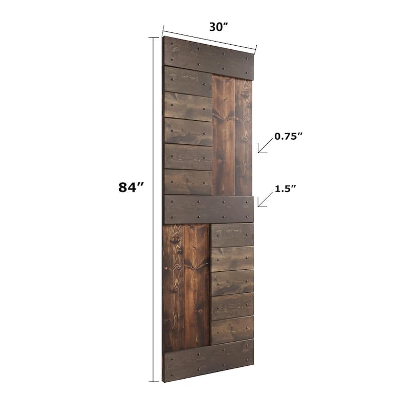 Coast Sequoia 24in./30in./36in./42in. x 84in. S Series Multi-Color Pine Wood Sliding Barn Door With Hardware Kit