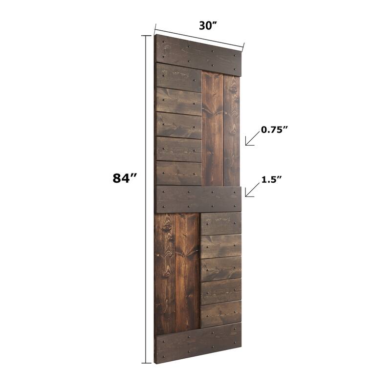 Coast Sequoia 48in./60in./72in./84in. x 84in. S Series Multi-Color Pine Wood Double Sliding Barn Door With Hardware Kit