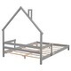 preview thumbnail 16 of 25, Full Size Pine Wood House-Shaped Headboard Floor Bed with Handrails