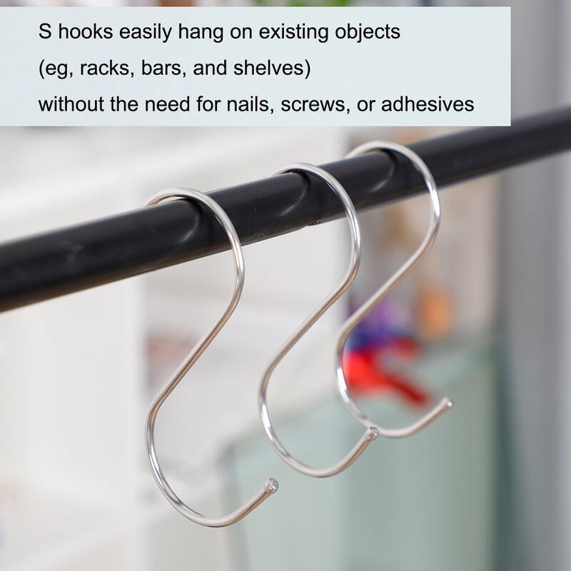 Stainless Steel S Shape Clothes Towel Hanging Hooks Holder 10 Pcs - Silver Tone - 4.9" x 4.5" x 0.16"(L*W*T)