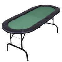 Costway Foldable 8 Player Poker Table Casino Texas Holdem Folding Poker Play Table - Green