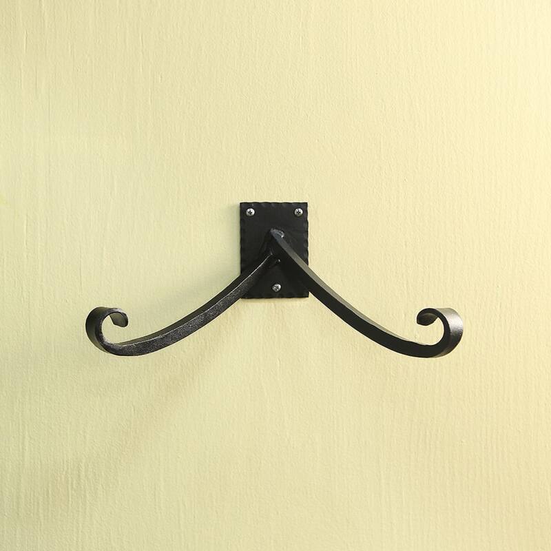 Achla Designs Lodge Y Bracket w/Multiple Hooks, 11.75 Inch Wide, Black Powder Coat Finish