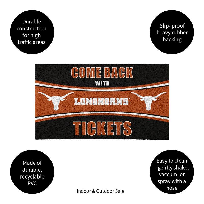 University of Texas 28 in. x 16 in. PVC "Come Back With Tickets" Trapper Door Mat
