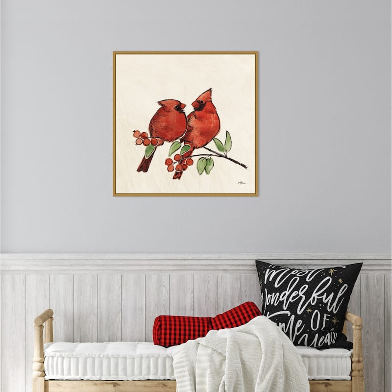 Christmas Lovebirds IX by Janelle Penner Framed Canvas Wall Art