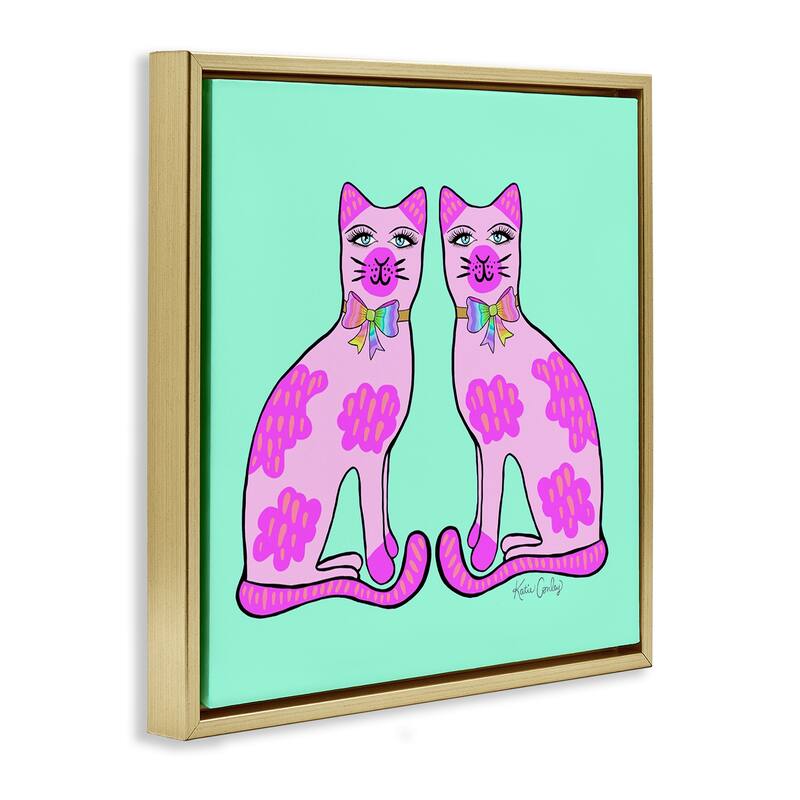 Stupell Mirrored Purple Cats Framed Floater Canvas Wall Art Design By Katie Conley