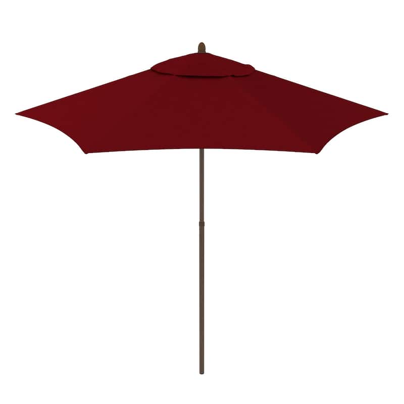 North Bend 9' Rd Faux Wood Steel Patio Umbrella, Push Open Pin Stop by Havenside Home - Red Orange