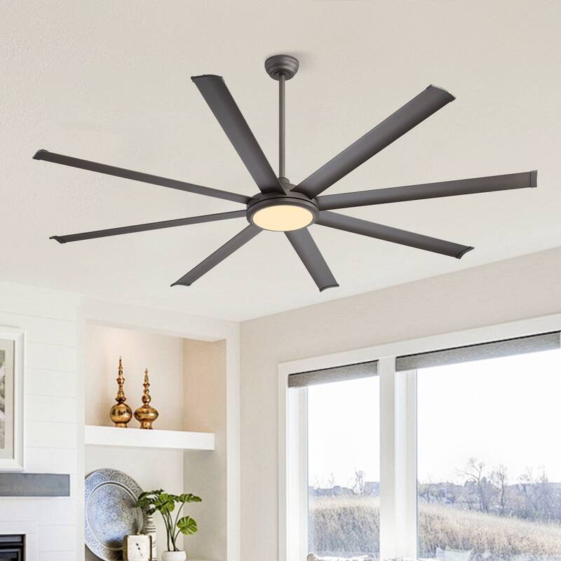 WINGBO 64" and 72" and 80" and 96" Indoor Ceiling Fan with LED Light and Remote
