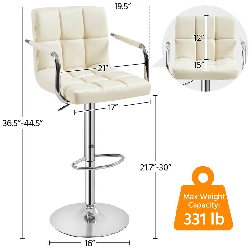 Yaheetech Bar Stools with 360-Degree Swivel and Adjustable Height- Set of 2