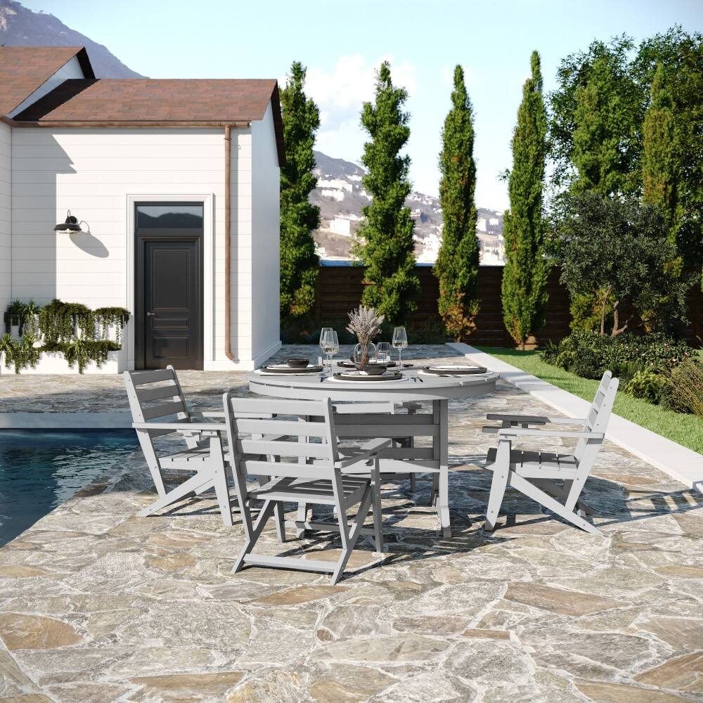 Commercial All Weather Adirondack Table and 4 Chairs with Cupholders