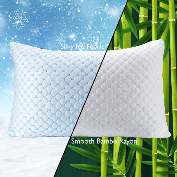 Memory Foam Pillow with Bamboo Cover, Adjustable Firmness, Premium