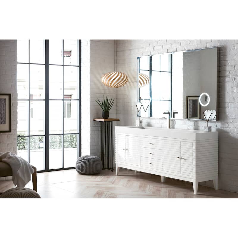 James Martin Vanities Linear 72" Single Vanity, Glossy White