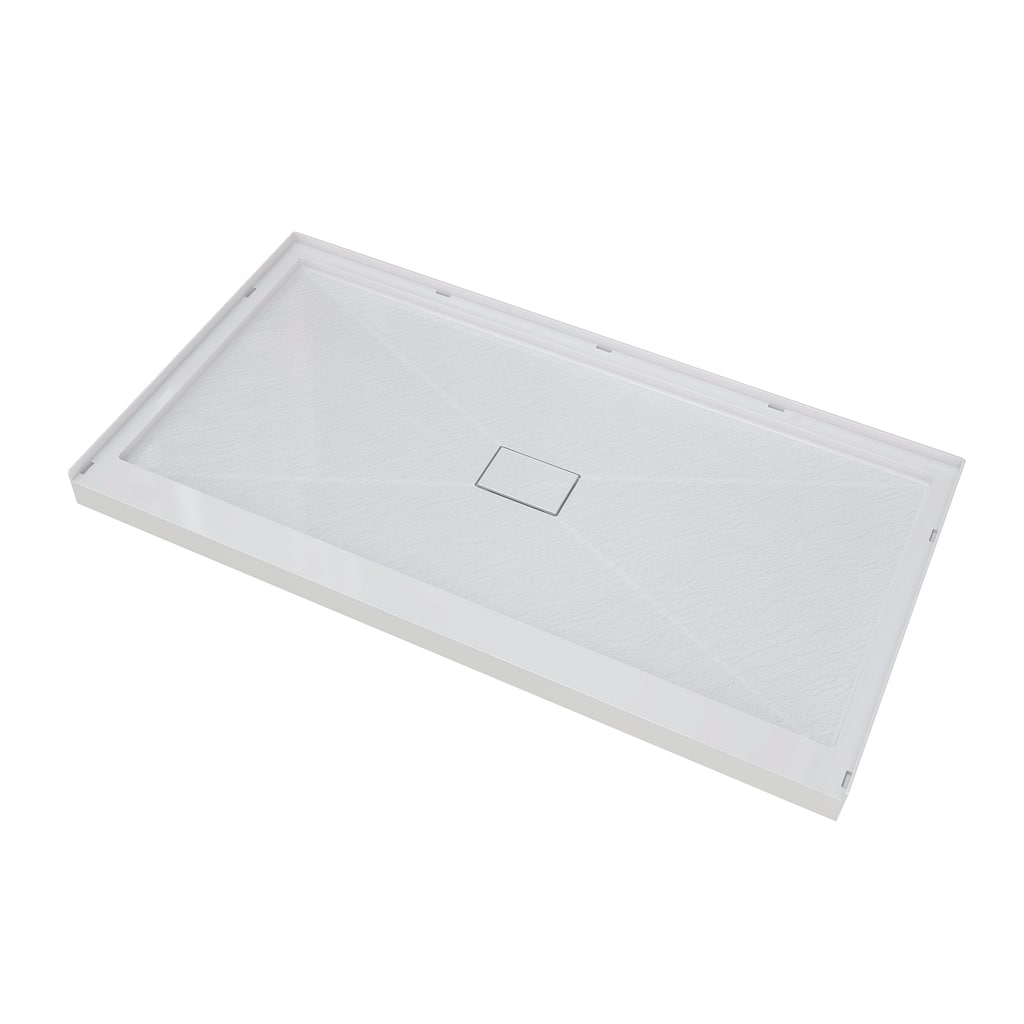 60" x 32" Single Threshold Center-Drain Shower Pan Base in White