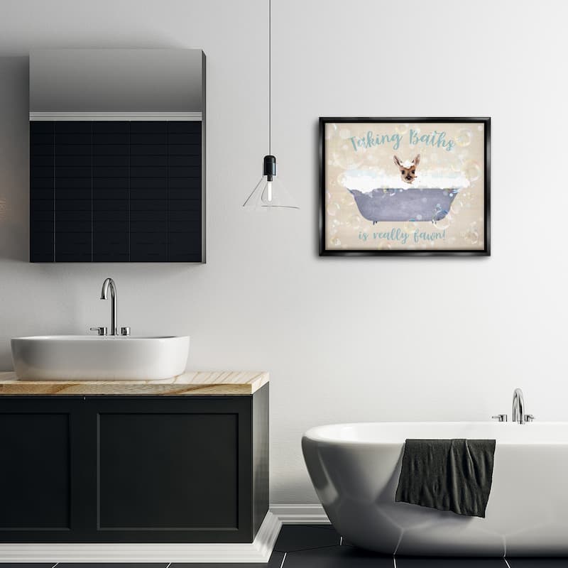 Stupell Taking Baths Is Fawn Framed Floater Canvas Wall Art Design By Susan Arnot