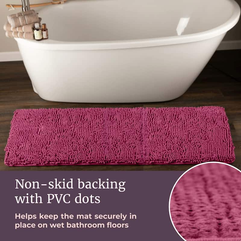 58x24-Inch Bathroom Runner with Non-Slip Backing - Absorbent High-Pile Chenille Memory Foam Bathroom Rug by Windsor Home