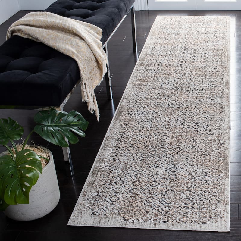 SAFAVIEH Mayflower Esmahan Vintage Rug - 2'2" x 9' Runner - Ivory/Grey