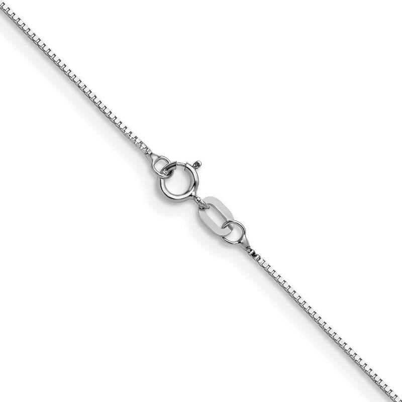 Curata 10k White Gold 0.7mm Solid Box Chain Necklace (Spring-ring) Options: 16 18 20 22 24