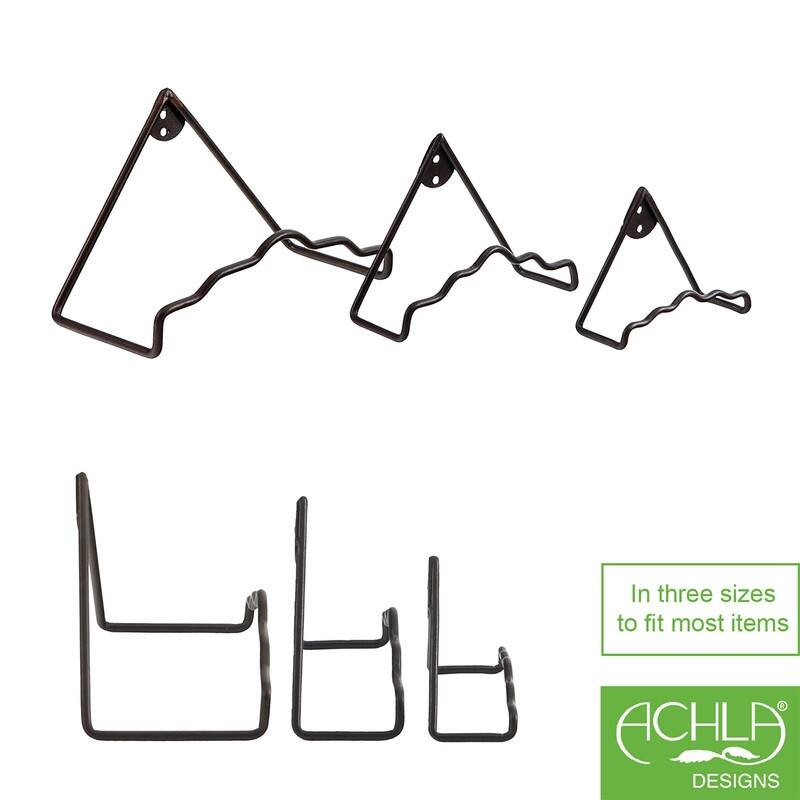 Achla Designs Roman Bronze Wrought Iron Plate Wall Hangers (Set of 2), Powder Coat Finish