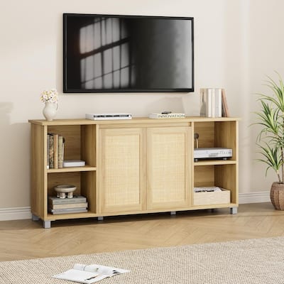 Boho Entertainment Center 70 Inch TV Stands for Living Room with Storage - N/A