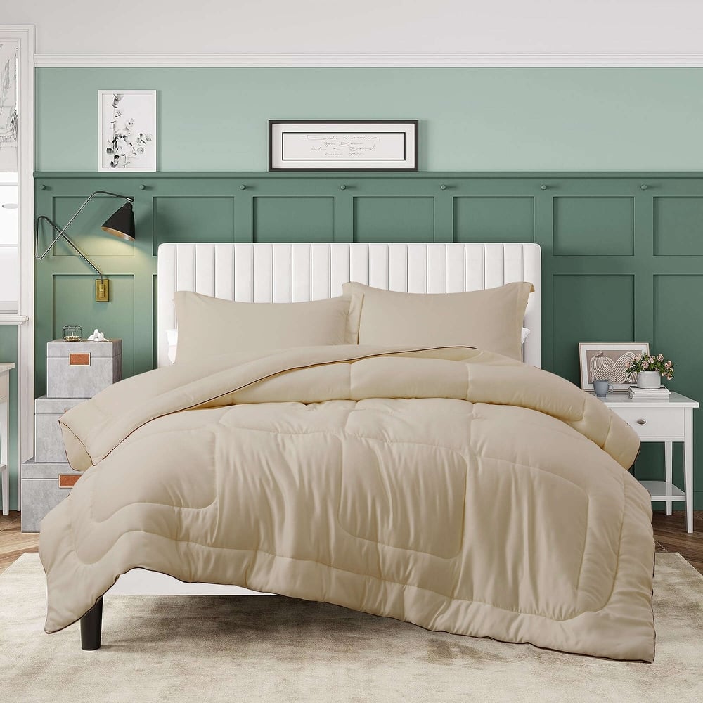 3 Piece Reversible Silky Luxury Soft Satin Comforter with 2 Satin Pillowcases