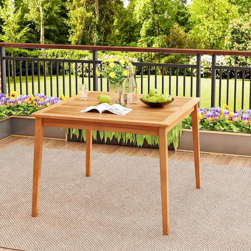 Gymax 40'' 4-Person Outdoor Acacia Wood Dining Table w/ 1.96''