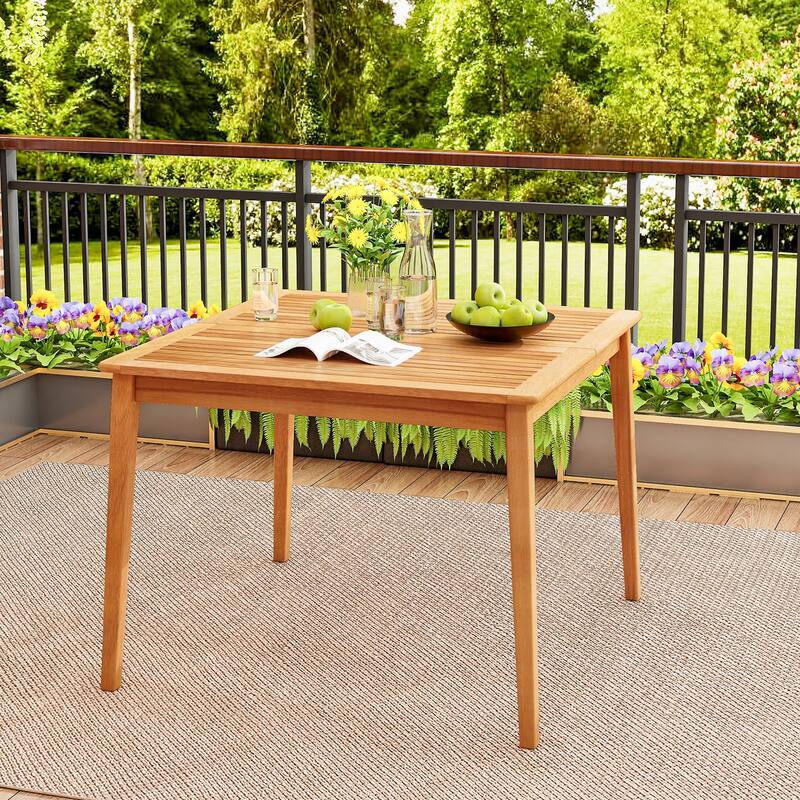 Gymax 40'' 4-Person Outdoor Acacia Wood Dining Table w/ 1.96''