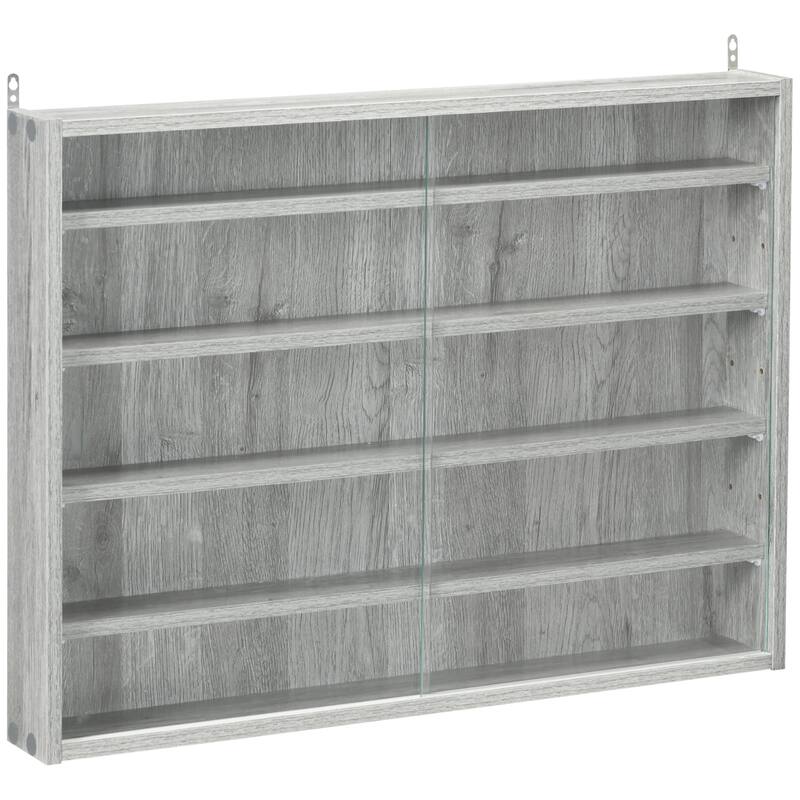 Display Case with 2 Doors and Adjustable Shelves - Grey