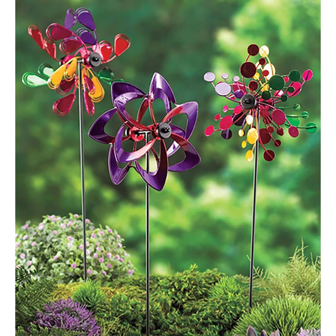 Shop Plow And Hearth Metal Pinwheel Decorative Garden Stakes Set