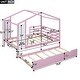 preview thumbnail 39 of 42, Full Size Solid Wood House Bed with Trundle, Fence and Writing Board for Kids, Boys and Girls, Bedroom