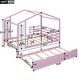 preview thumbnail 10 of 13, Pink Full Size Solid Wood House Bed with Trundle and Writing Board for Kids