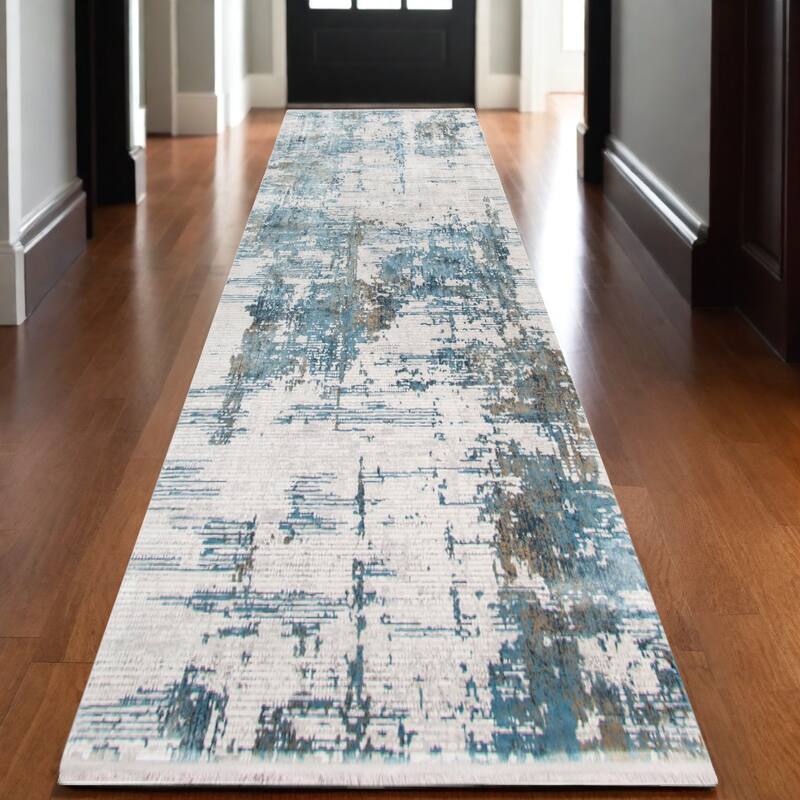 HomeRoots Abstract Contemporary Rectangle Area Rug - 118.00 in. x 36.00 in.  x 0.30 in.