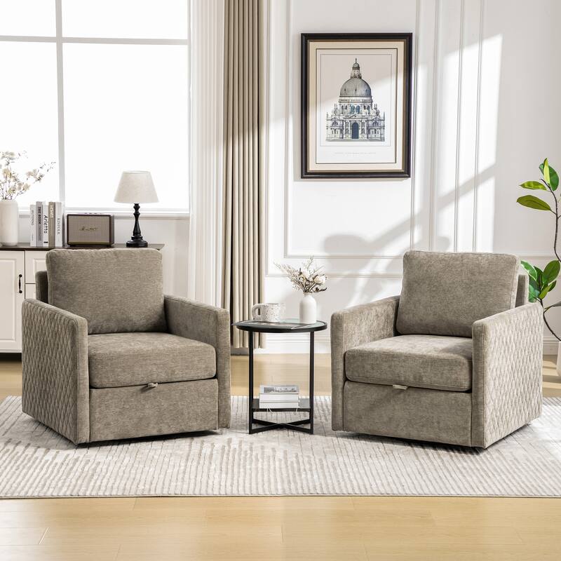 Swivel Accent Chair, Comfy Reading Chairs, Accent Single Armchair Upholstered Sofa Tufted Accent Square Club Chair