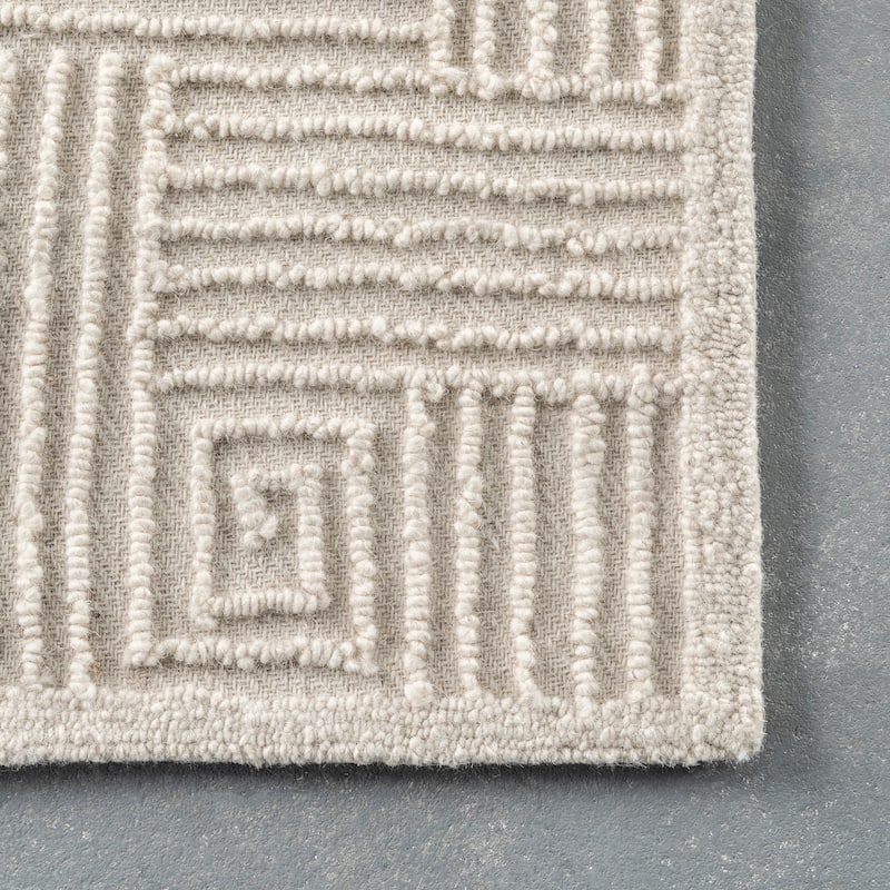 Nuloom Mallory Hand Hooked Wool Geometric High Low Textured Area Rug