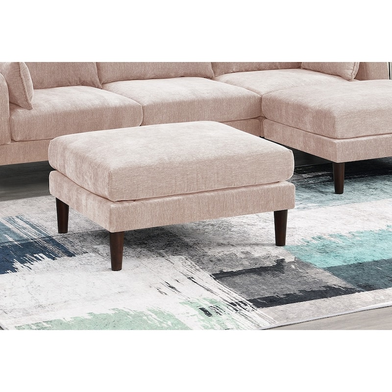 5pcs Blush Pink Fabric L-Shaped Sectional Set, 93x60x31 inches, 200 pounds