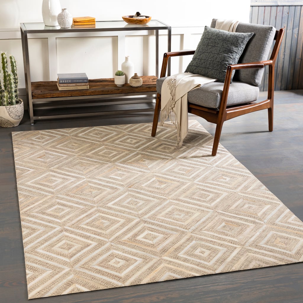 Surya Tevita Modern Hair-on-hide Leather Area Rug