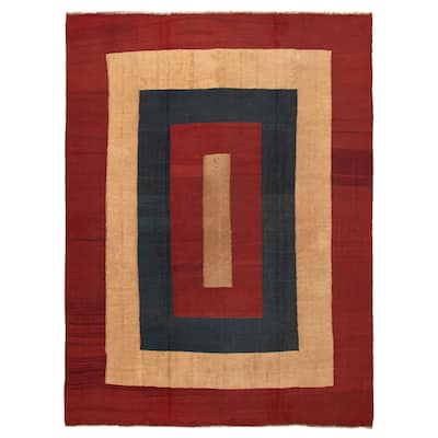 ECARPETGALLERY Flat-Weave Ankara FW Red Wool Kilim - 8'8 x 11'10