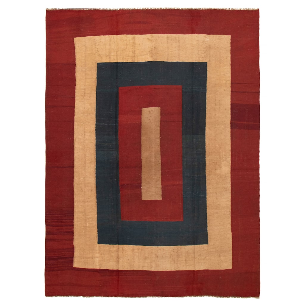ECARPETGALLERY Flat-Weave Ankara FW Red Wool Kilim - 8'8 x 11'10